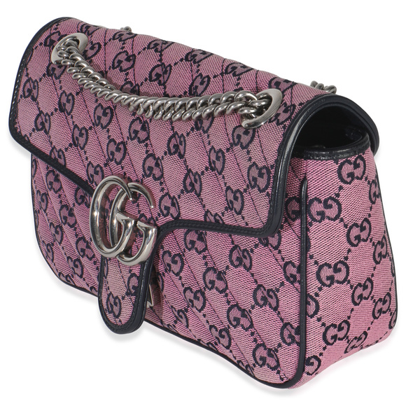 Gucci Pink GG Matelasse Diagonal Canvas Small GG Marmont Shoulder Bag - Picture 4 of 8